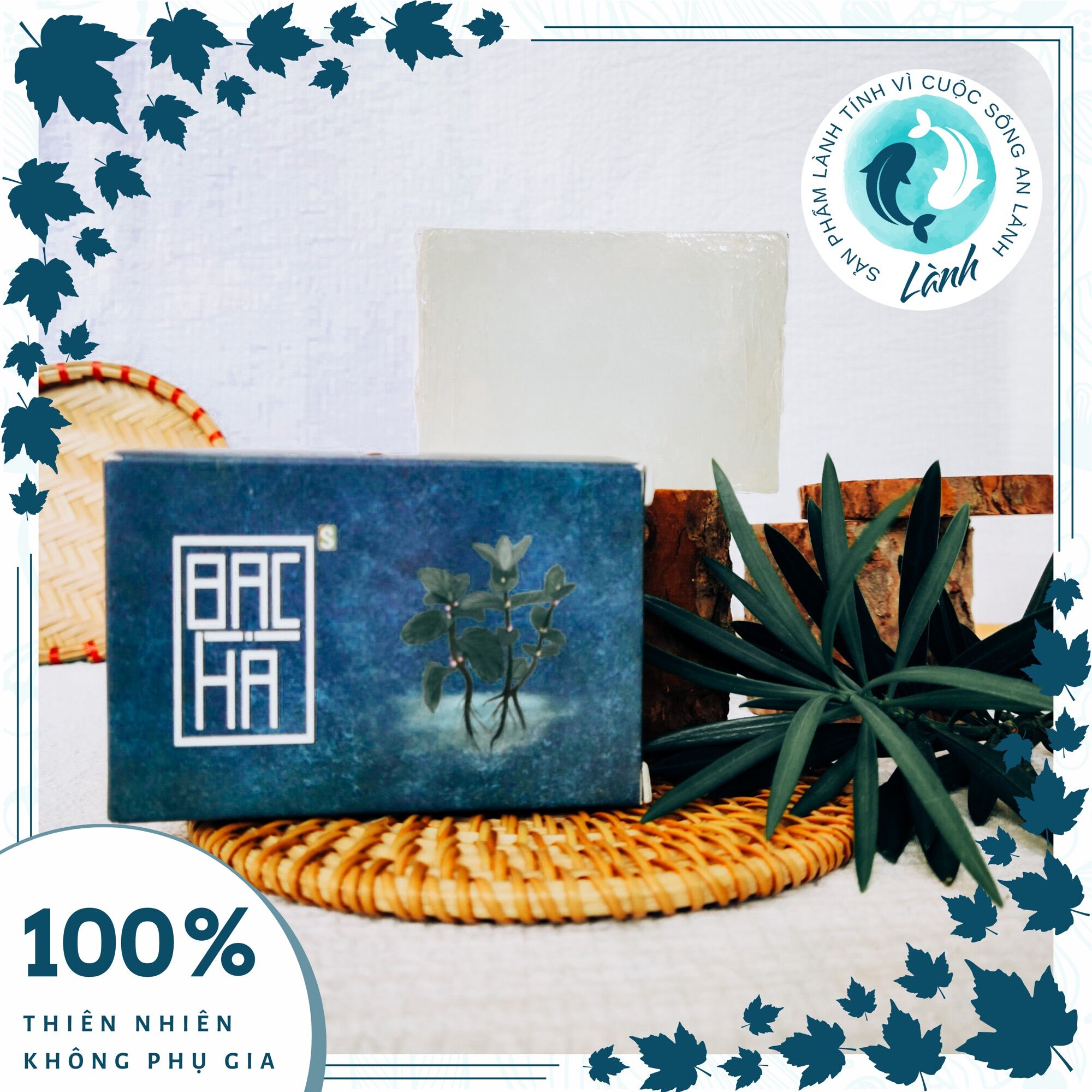 Xà phòng Sinh Dược Bạc Hà 100gr (Xà bông handmade thảo dược thiên nhiên) - Lành Shop