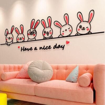 Tranh dán tường mica -thỏ have a nice day trang trí phòng khách, phòng ngủ, quán cafe, trà sữa, phòng chơi cho bé