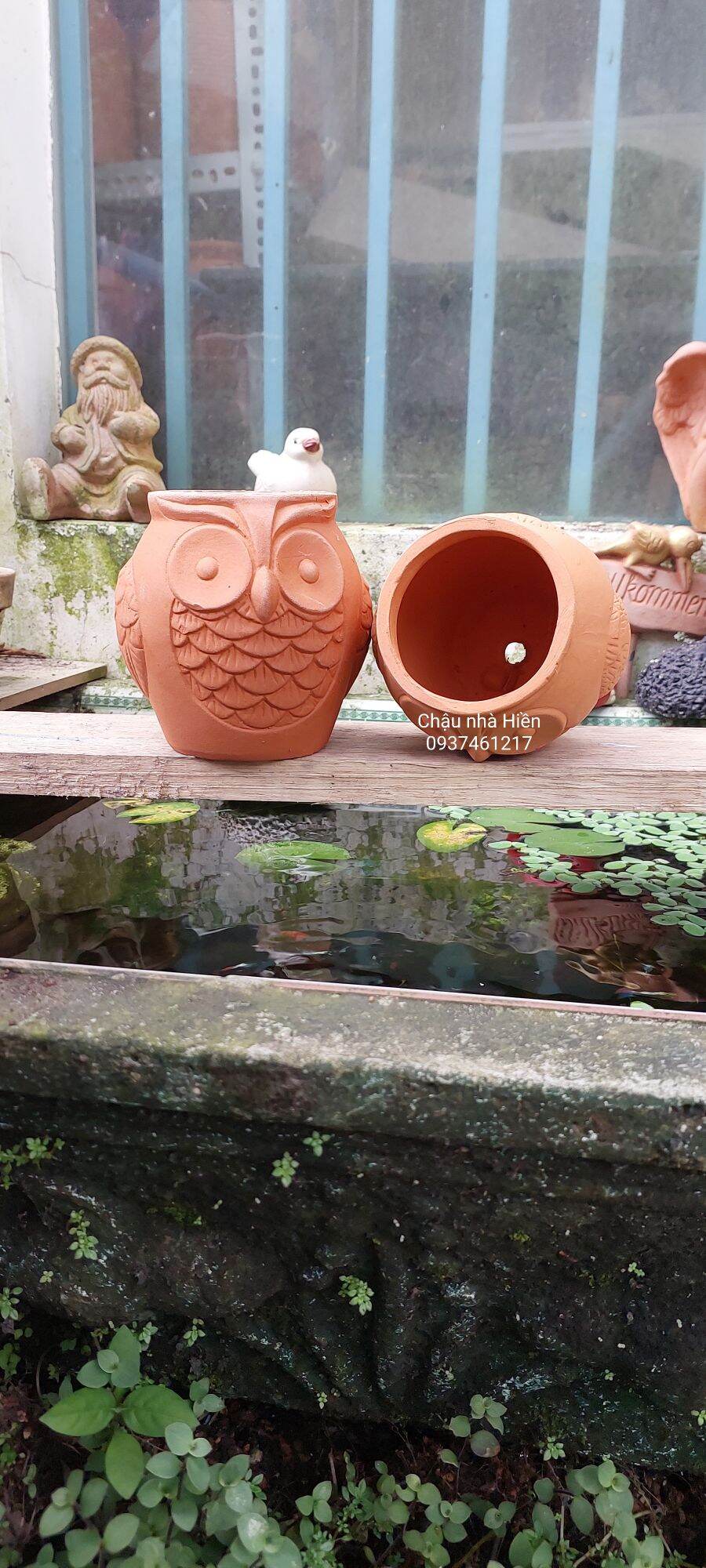 Chậu đất nung Bình Dương hình cú lu m6.5 x c 11 5