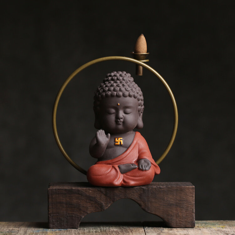 Lư hương nhang chảy ngược ý thiền ruhe đế hương đế gỗ ngửi hương đàn hương đồ chơi trà sủng bàn trà phật di lặc tôn ngộ không