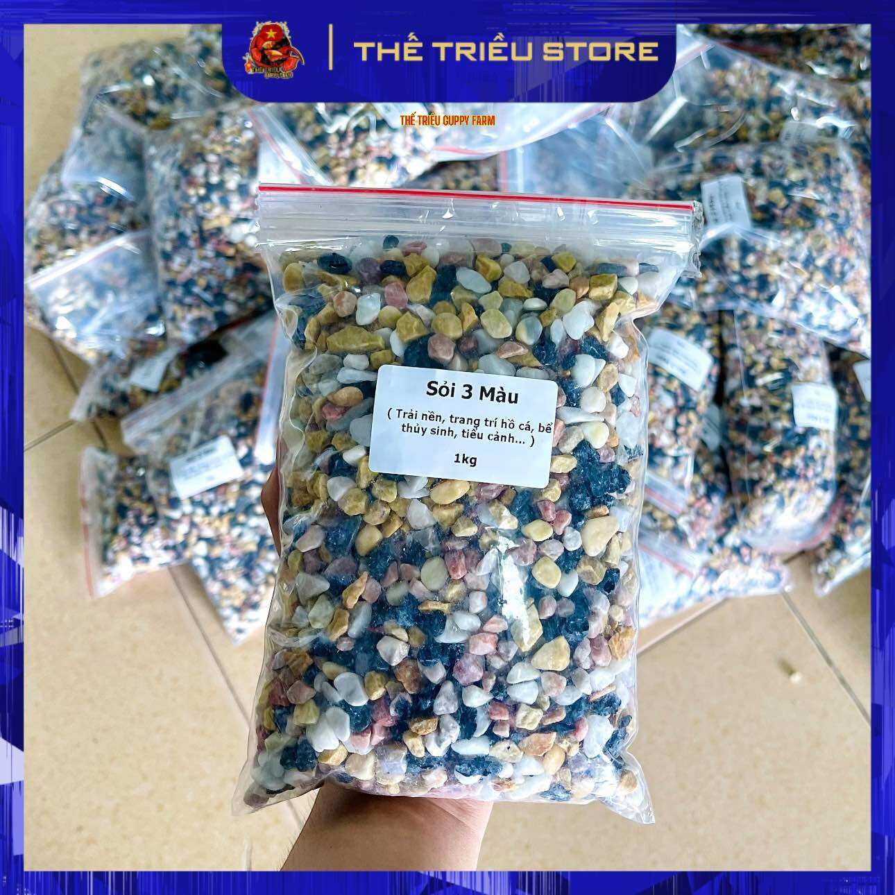 Sỏi 3 màu 1kg - 2kg. trang trí bể cá, tiểu cảnh