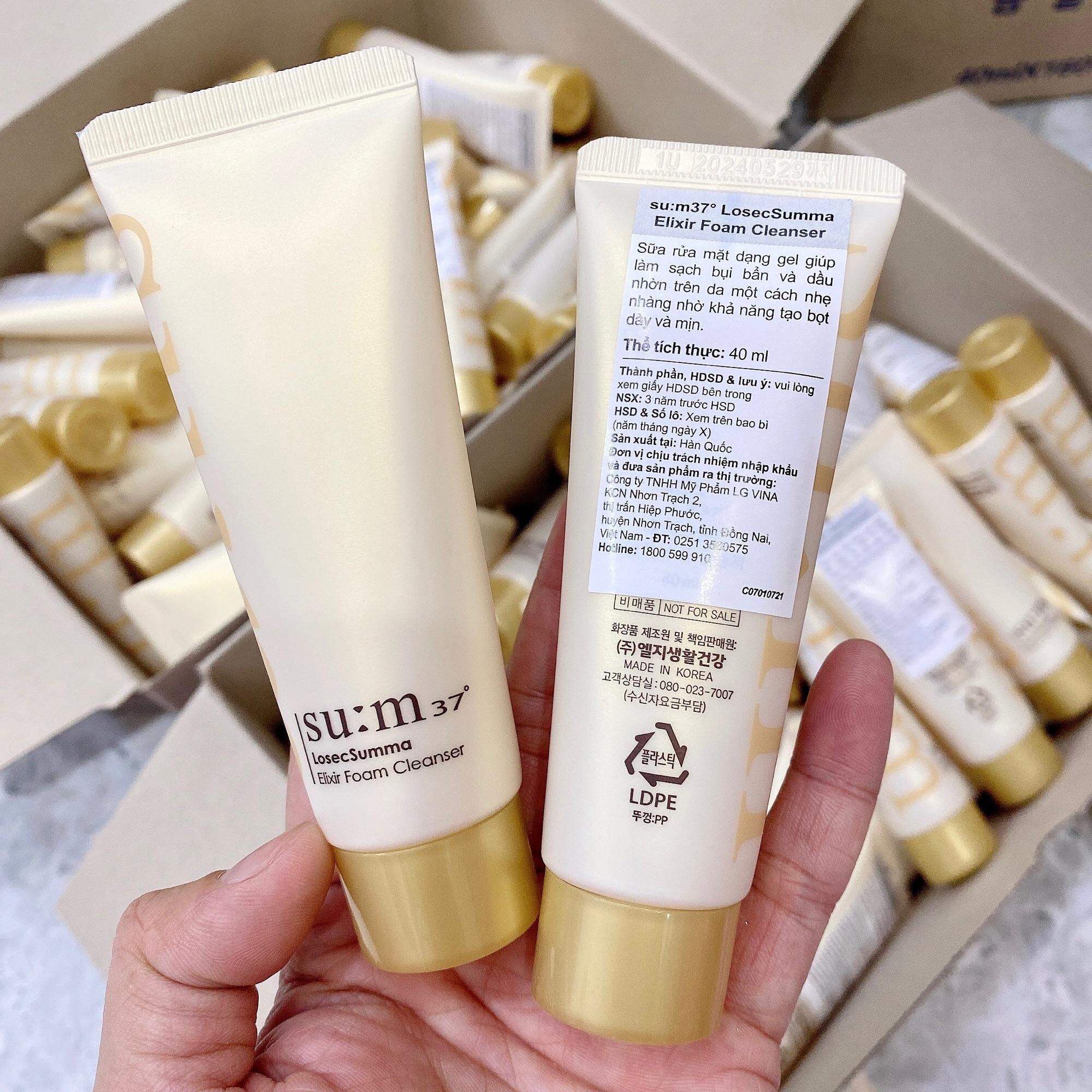 Sữa rửa mặt tái sinh da chiết xuất vàng Su:m37 LosecSumma Elixir Foam Cleanser 40ml