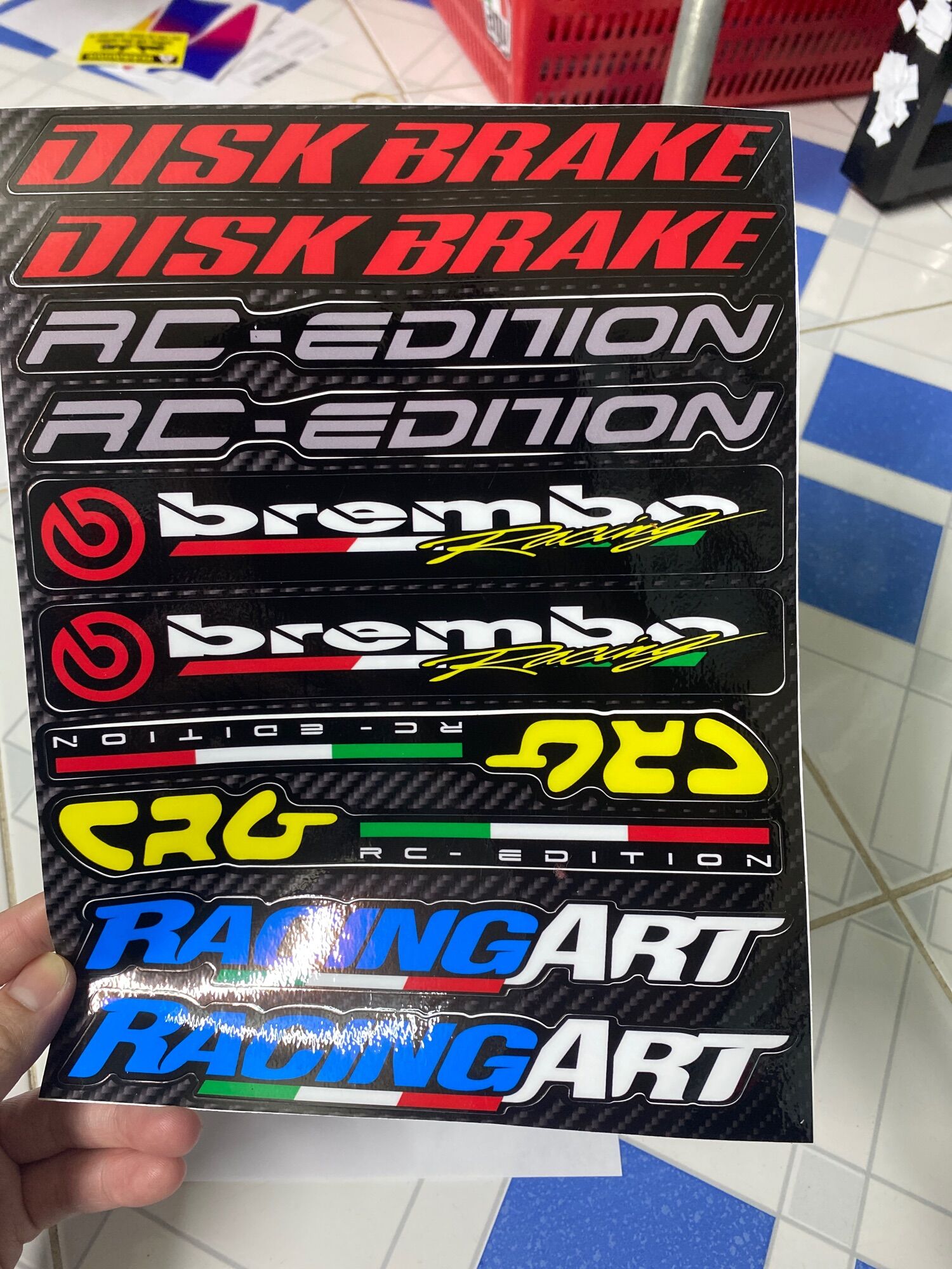 Tem logo dán phuộc và dán gắp Disk Brake RC