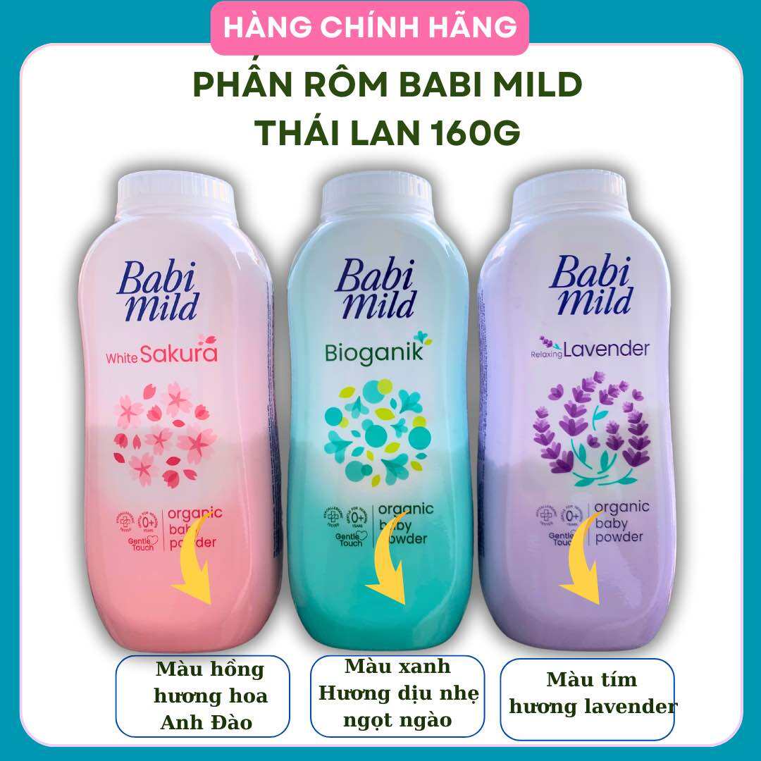 (160g) Phấn Rôm,Phấn Thơm Cho Bé Babi Mild Thái Lan Chính Hãng