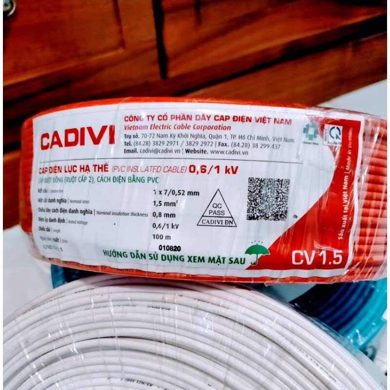 [cuộn 100m] Dây điện đơn 1.5 Cadivi