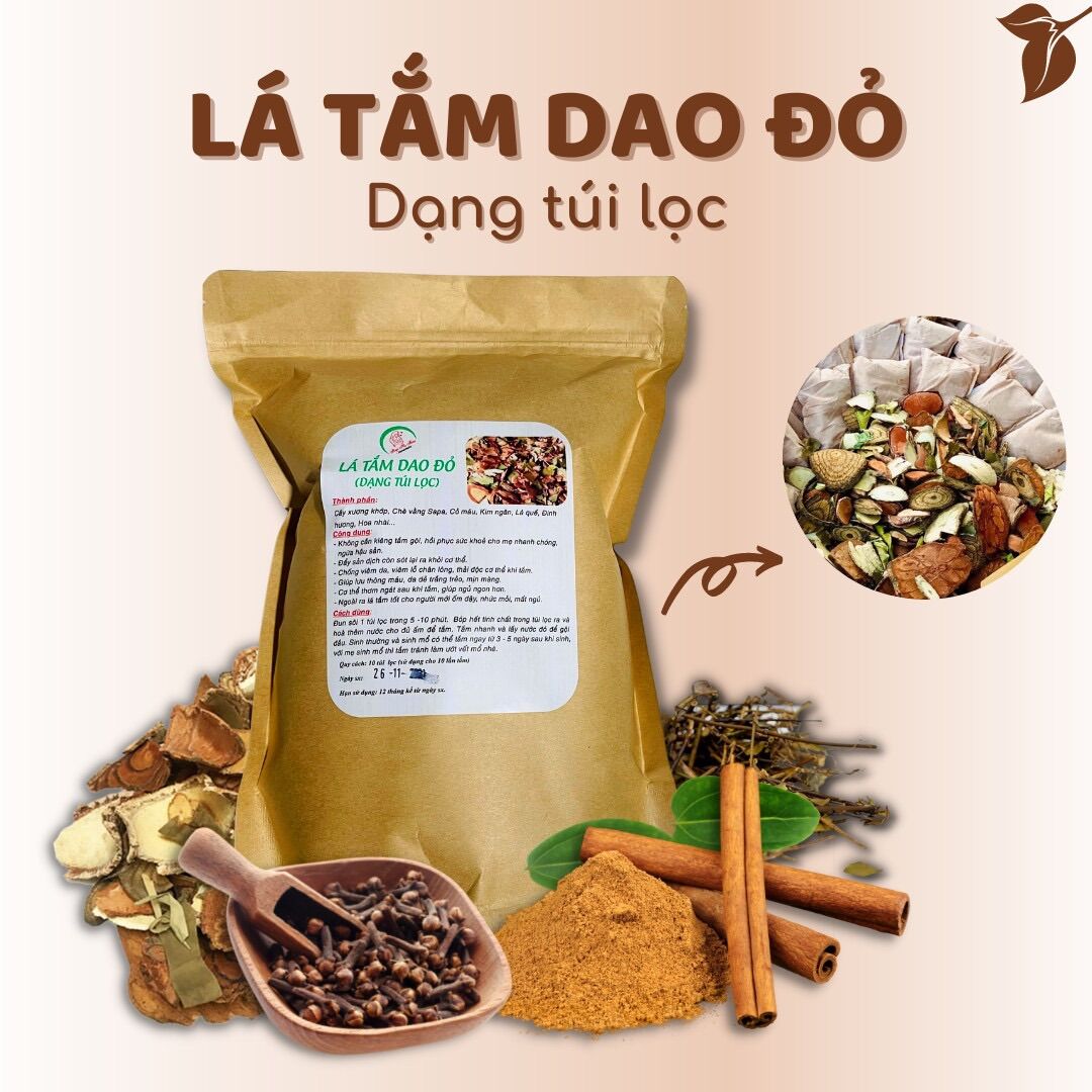 LÁ TẮM DAO ĐỎ SAU SINH (DẠNG TÚI LỌC)