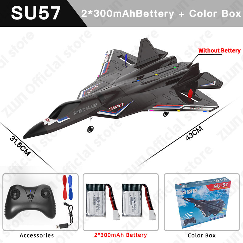 RC máy bay su57 2.4G với đèn LED Máy bay điều khiển từ xa bay mô hình tàu lượn EPP bọt Đồ chơi máy bay cho trẻ em Quà tặng