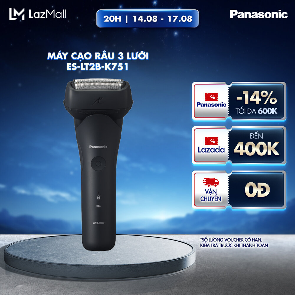Máy cạo râu Panasonic sản xuất Nhật Bản với hệ thống cắt 3 lưỡi, động cơ tuyến tính cực nhanh, công nghệ cảm biến râu ES-LT2B-K751 - Hàng chính hãng