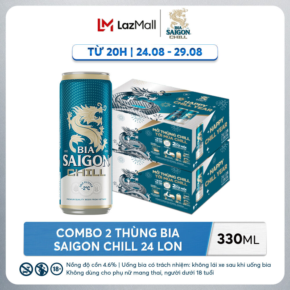 Combo 2 thùng 24 bia saigon chill 330ml