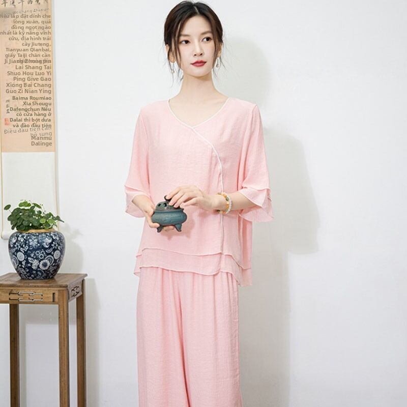 Bộ Đồ Thiền Nữ Phong Cách Trung Hoa Cổ Điển Cotton Mùa Hè 2023 Thiết Kế Giản Dị Cho Phụ Nữ Từ 18-25 Tuổi