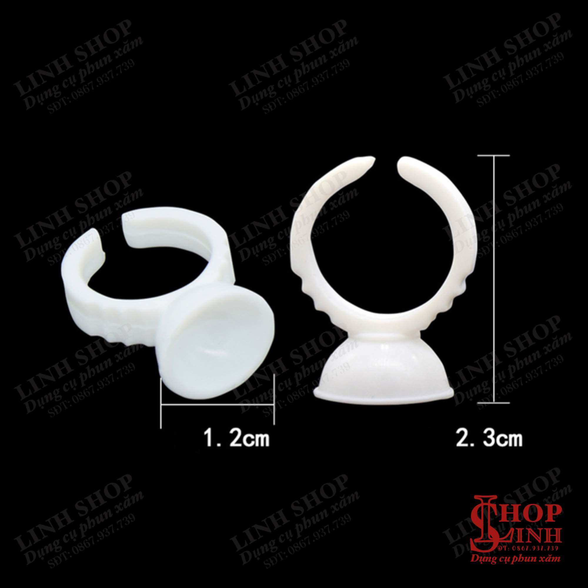 Nhẫn đựng mực Hồng, nhẫn nhựa đựng mực phun xăm, nhẫn đựng keo nối mi...
