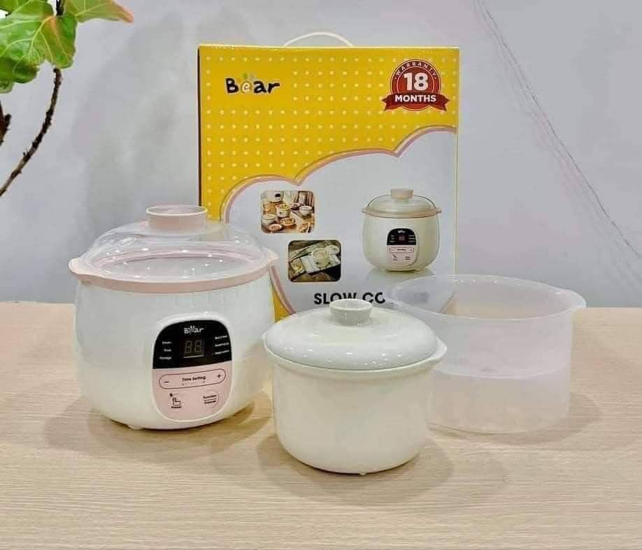 Xửng hấp,lồng hấp bộ nồi nấu cháo chậm bear 0.8l