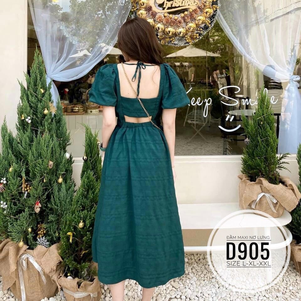 60-90kg BIGSIZE ĐẦM MAXI THẮT NƠ LƯNG D905