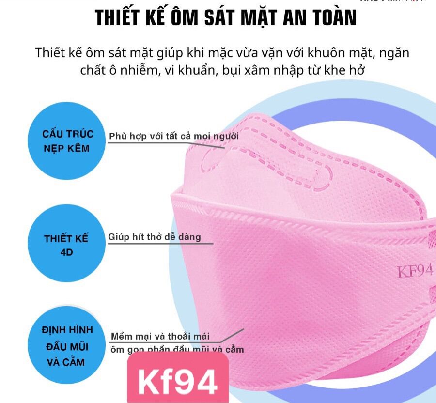 1 thùng 100 cái Khẩu trang KF94 (thùng 10 gói, gói 10 cái )