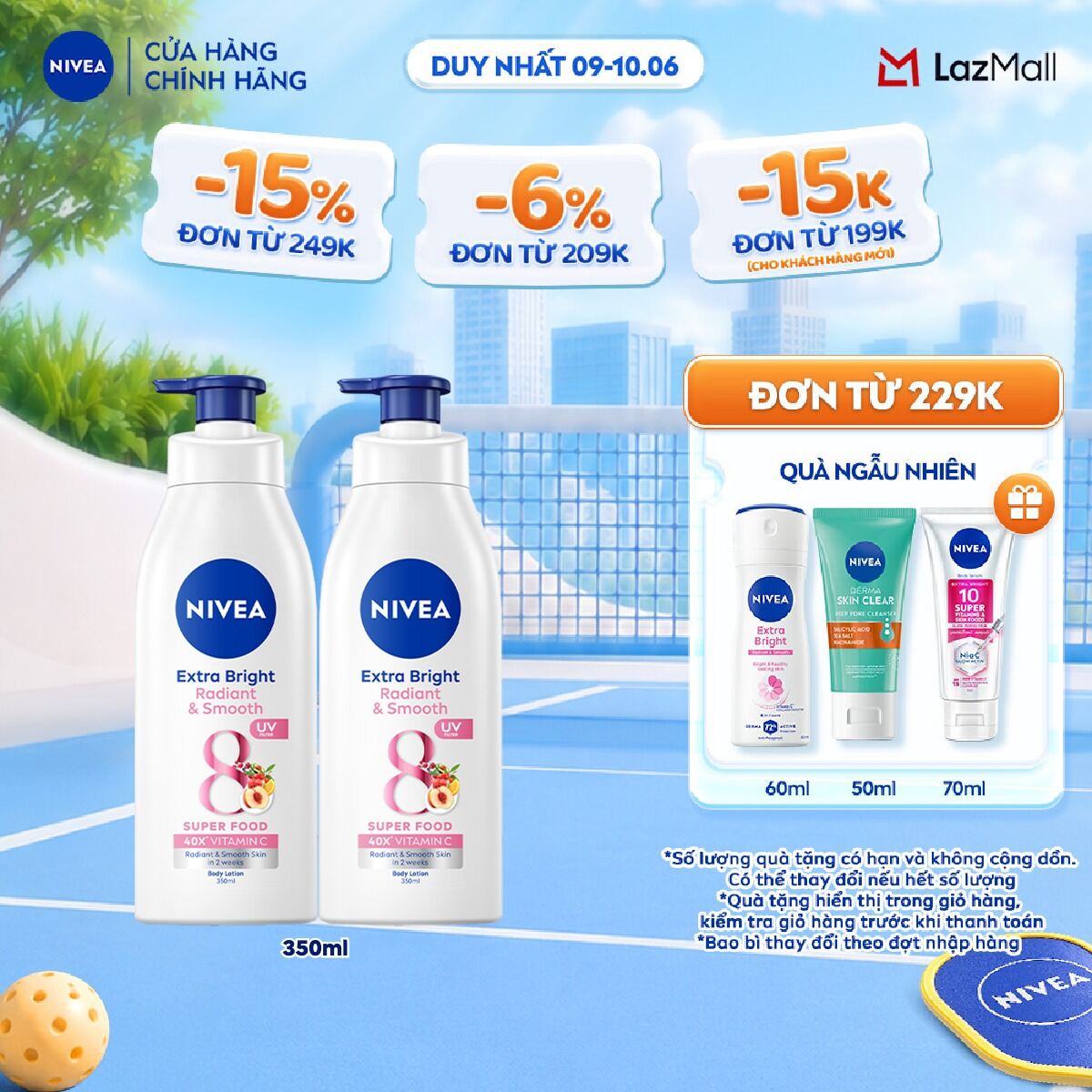 Bộ 2 Sữa Dưỡng Thể NIVEA 8 Super Fooods Dưỡng Sáng Da | Mịn Da (350 ml) - 98413