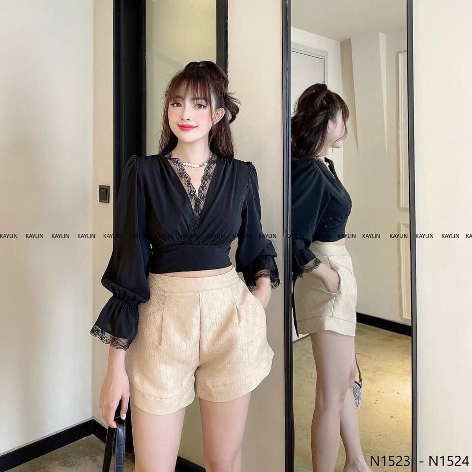 Áo voan phối ren cột eo đẹp from 50kg trở lại