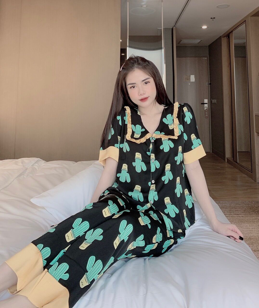 Bộ pijama nữ chất lụa mango tiểu thư màu sắc đa dạng