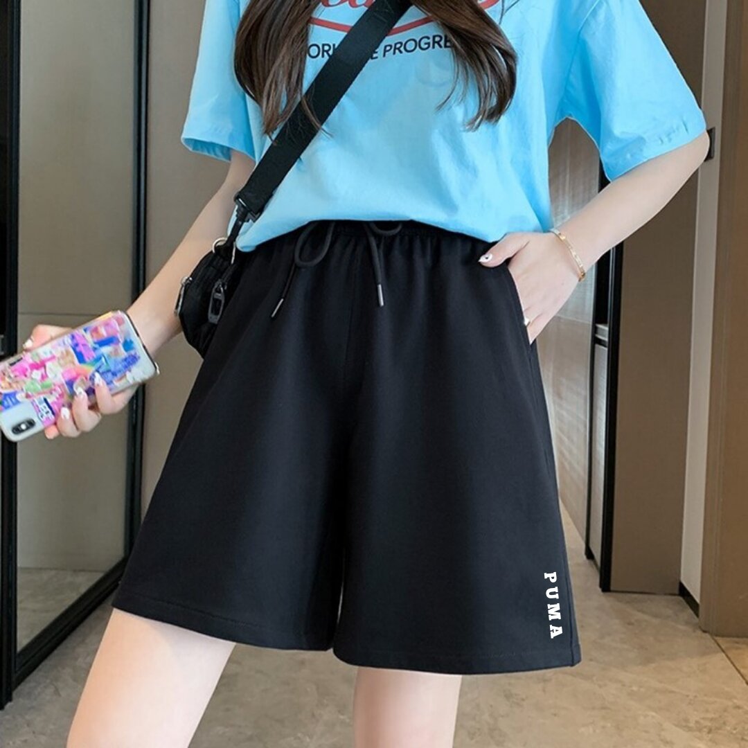 Quần short unisex nữ thun ống rộng có bigsize dài lửng