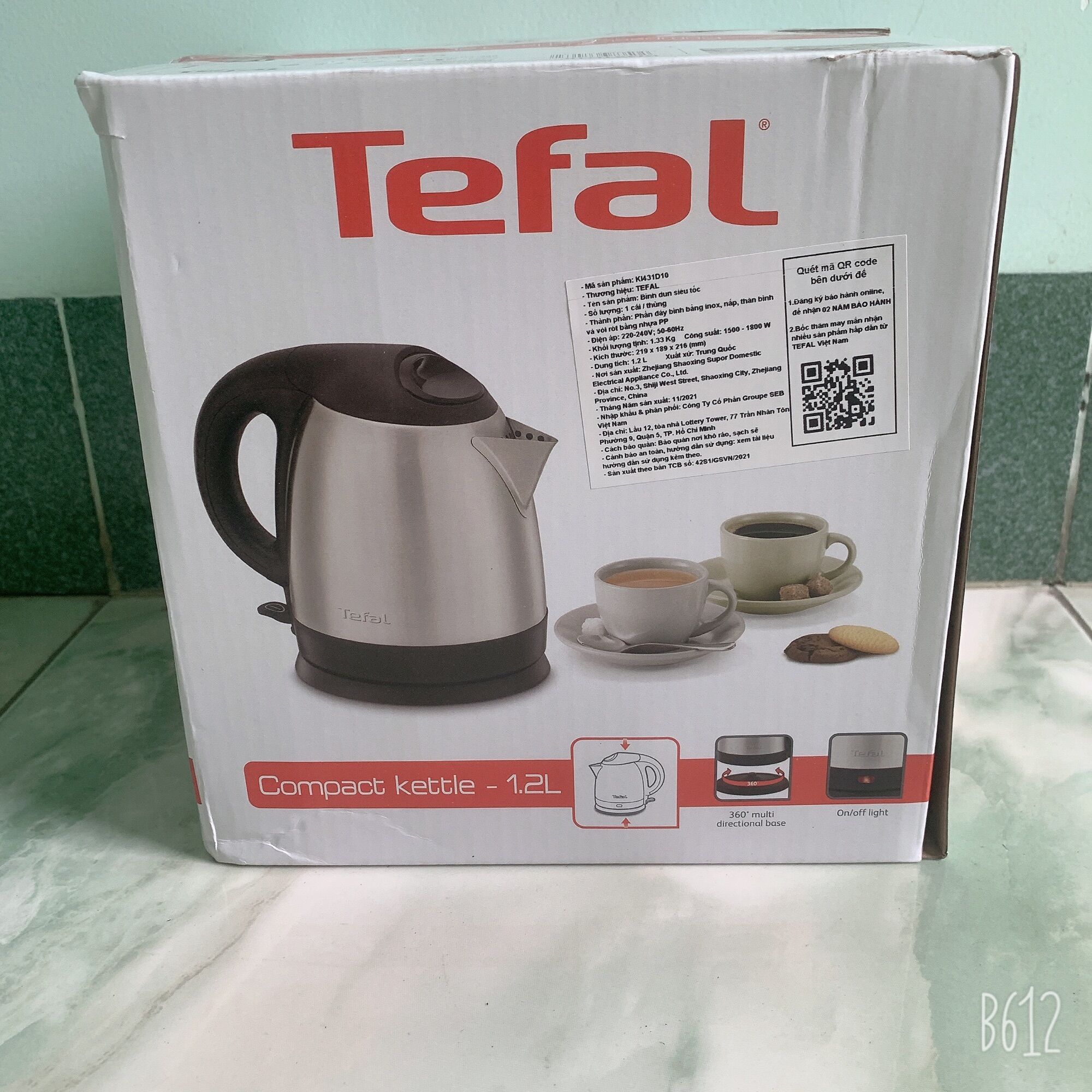Bình đun siêu tốc Tefal - inox - 1800W, 1.2L