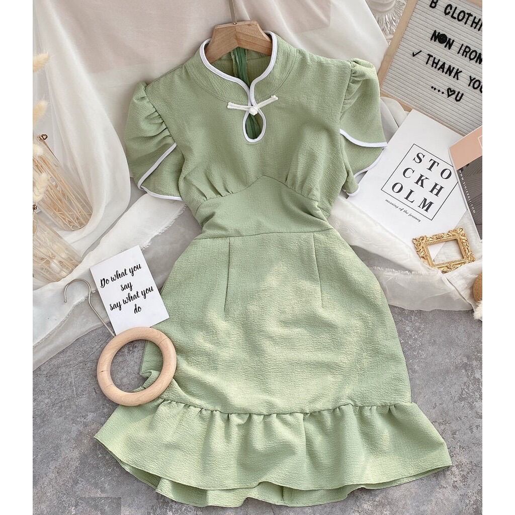 [HCM]ĐẦM PHỐI CỔ TÀU DÁNG CHỮ A BÈO CHÂN CÓ SIZe xl