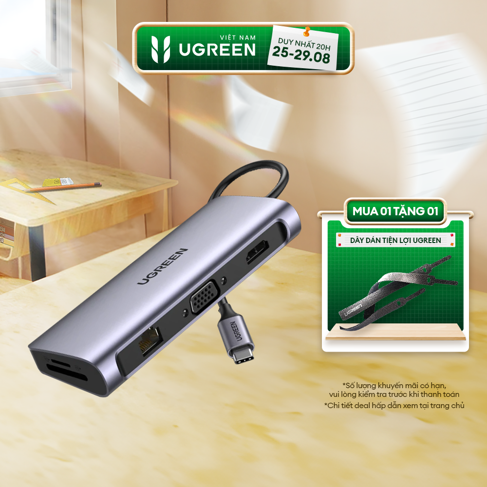 Hub chuyển đổi type c ugreen 9 in 1| hdmi 4k uhd| usb 3.0 | bảo hành 18 tháng | 15600 90119 40873