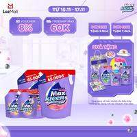 [Tặng kèm 2 túi nước giặt xả 1kg2 ngẫu nhiên] Combo 2 túi Nước giặt xả cho máy giặt MaxKleen hương Hoa nắng/ Huyền Diệu/ Vườn sớm mai 3.8kg
