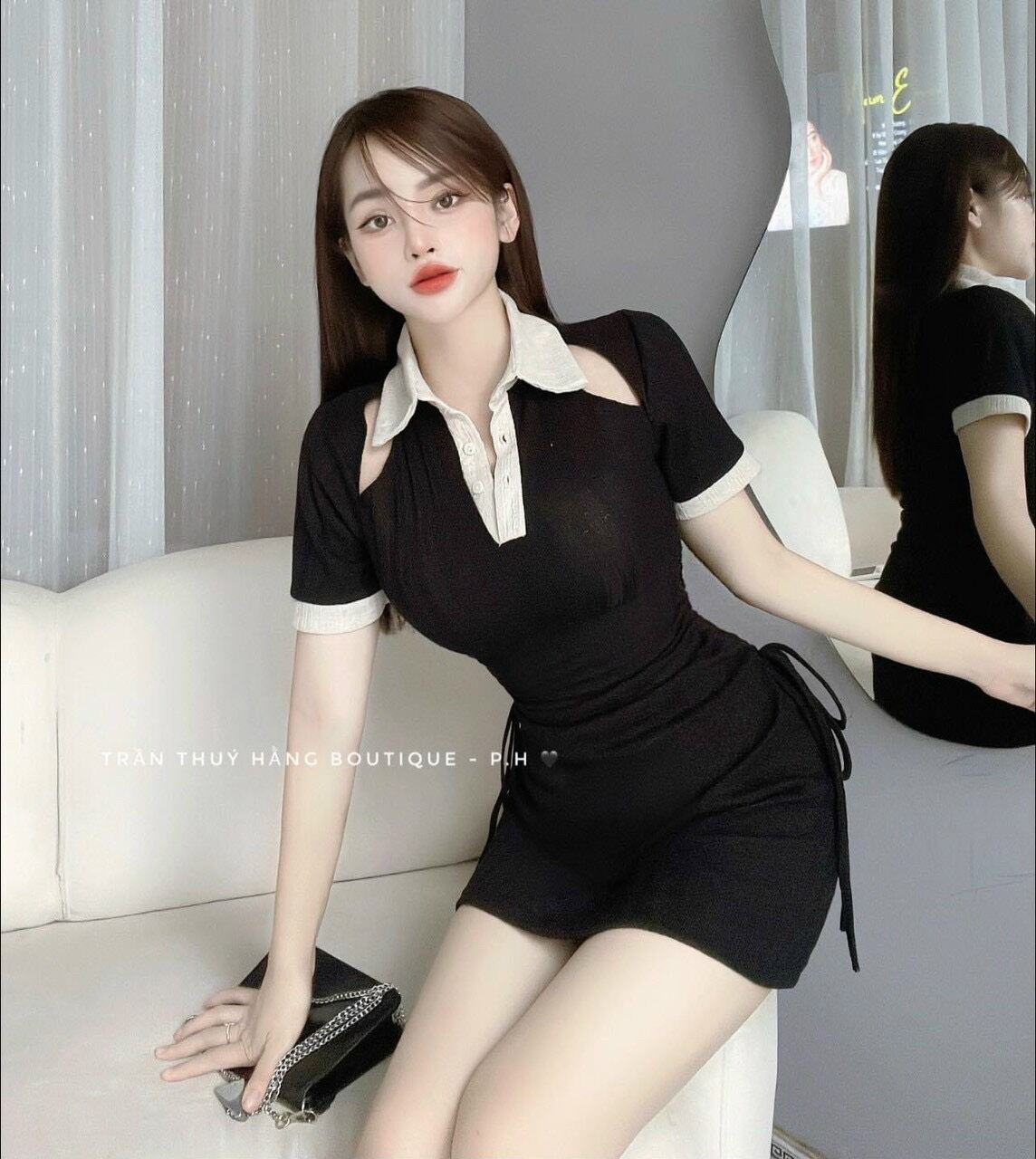Đầm body rút dây cực mlem dbcv66
