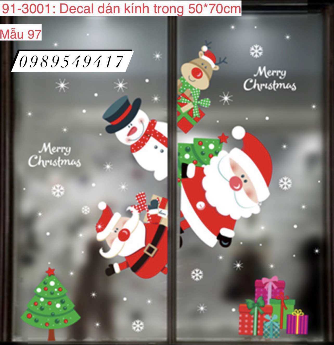 Decal Noel nhiều mẫu da dạng, trang trí cửa kính