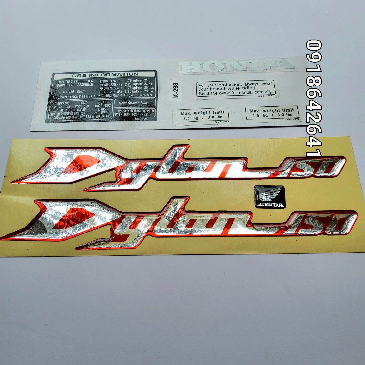 Bộ tem chữ Dylan 150 kèm thông số như zin - Màu trắng