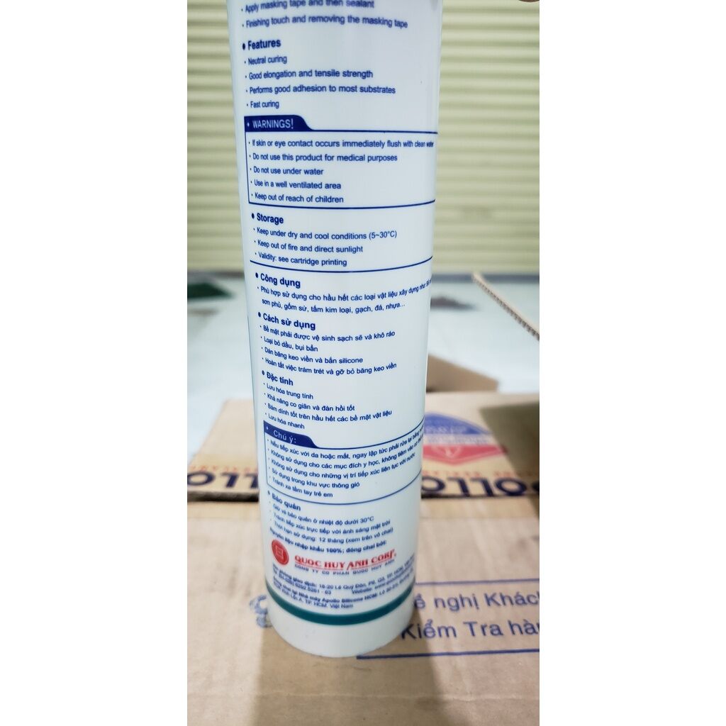 1 chai keo silicone Apollo A100 trắng sữa
