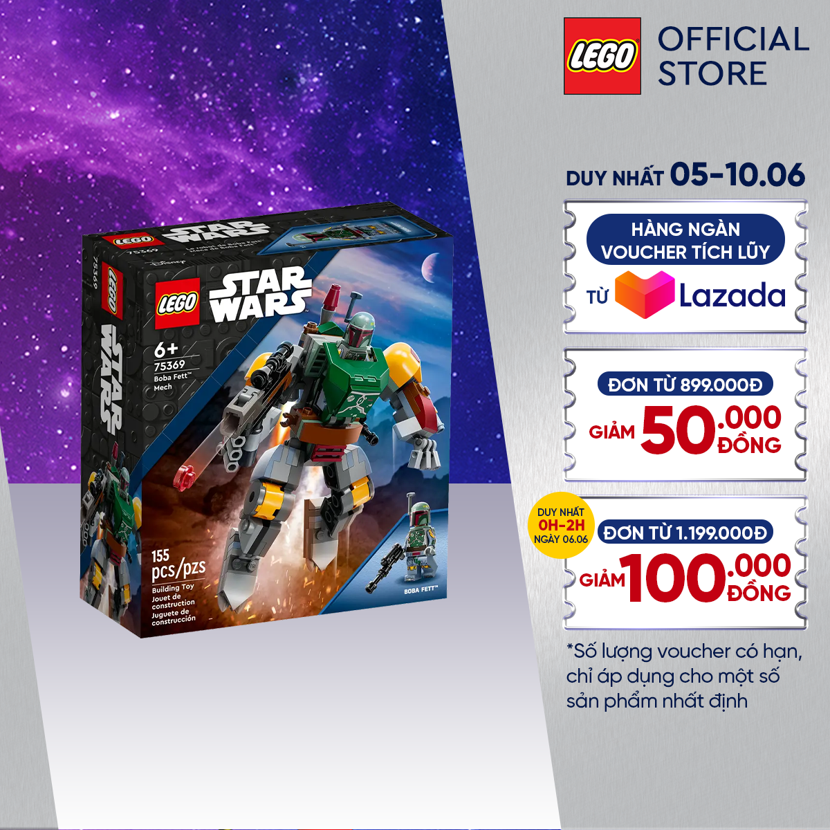 Lego star wars 75369 đồ chơi lắp ráp chiến giáp boba fett