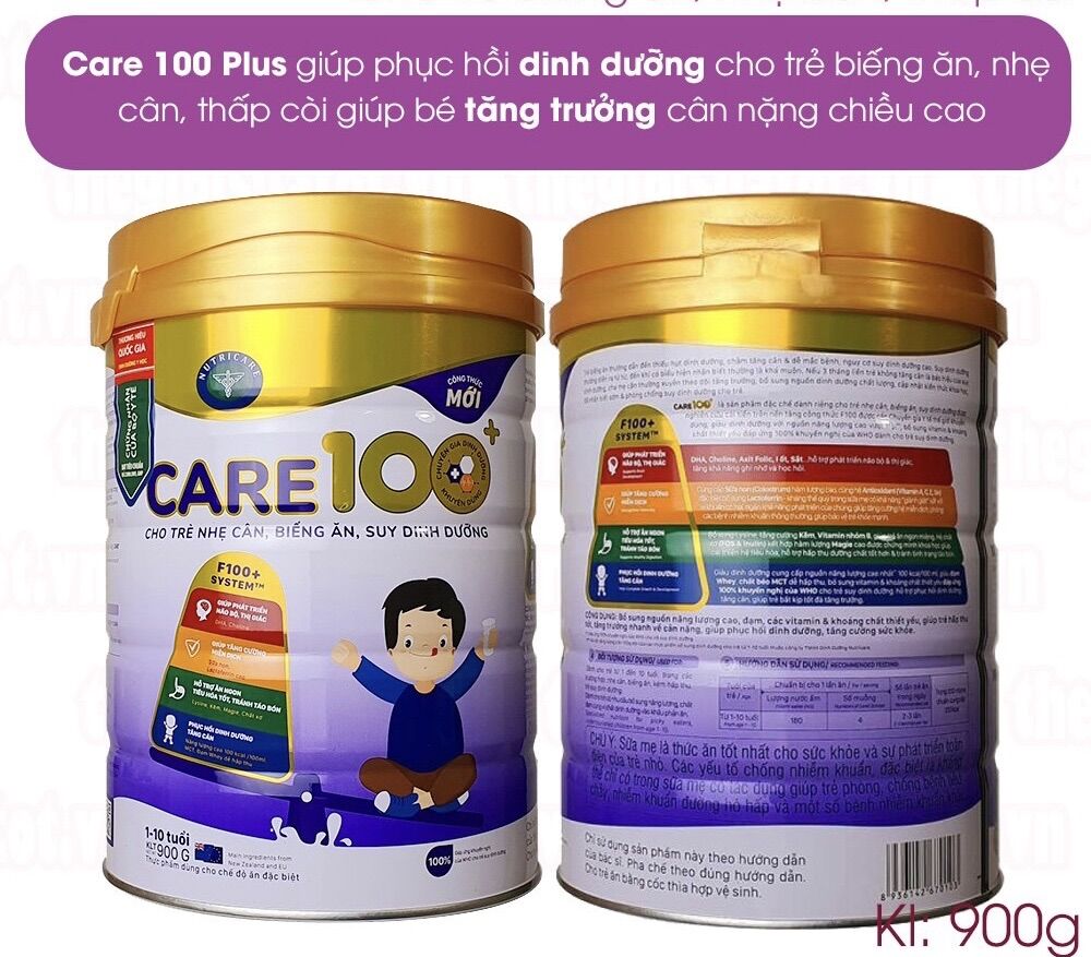 Sữa bột Care 100+ Nutricare 900g (CAM KẾT CHÍNH HÃNG, DATE MỚI)