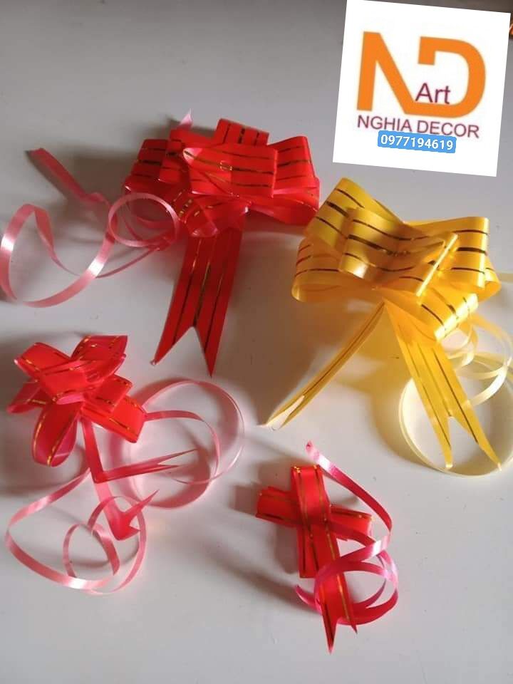 Combo 50 nơ rut gói quà size, 1cm,1,5cm,3cm,4,5cm giao màu ngẫu nhiên