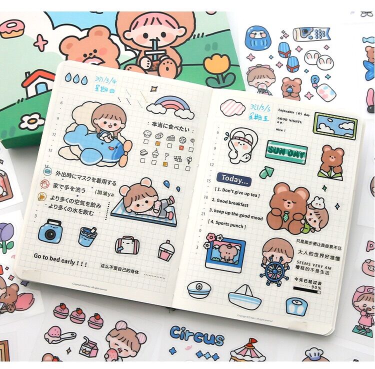 Set 10 tấm sticker hoạt hình dán trang trí