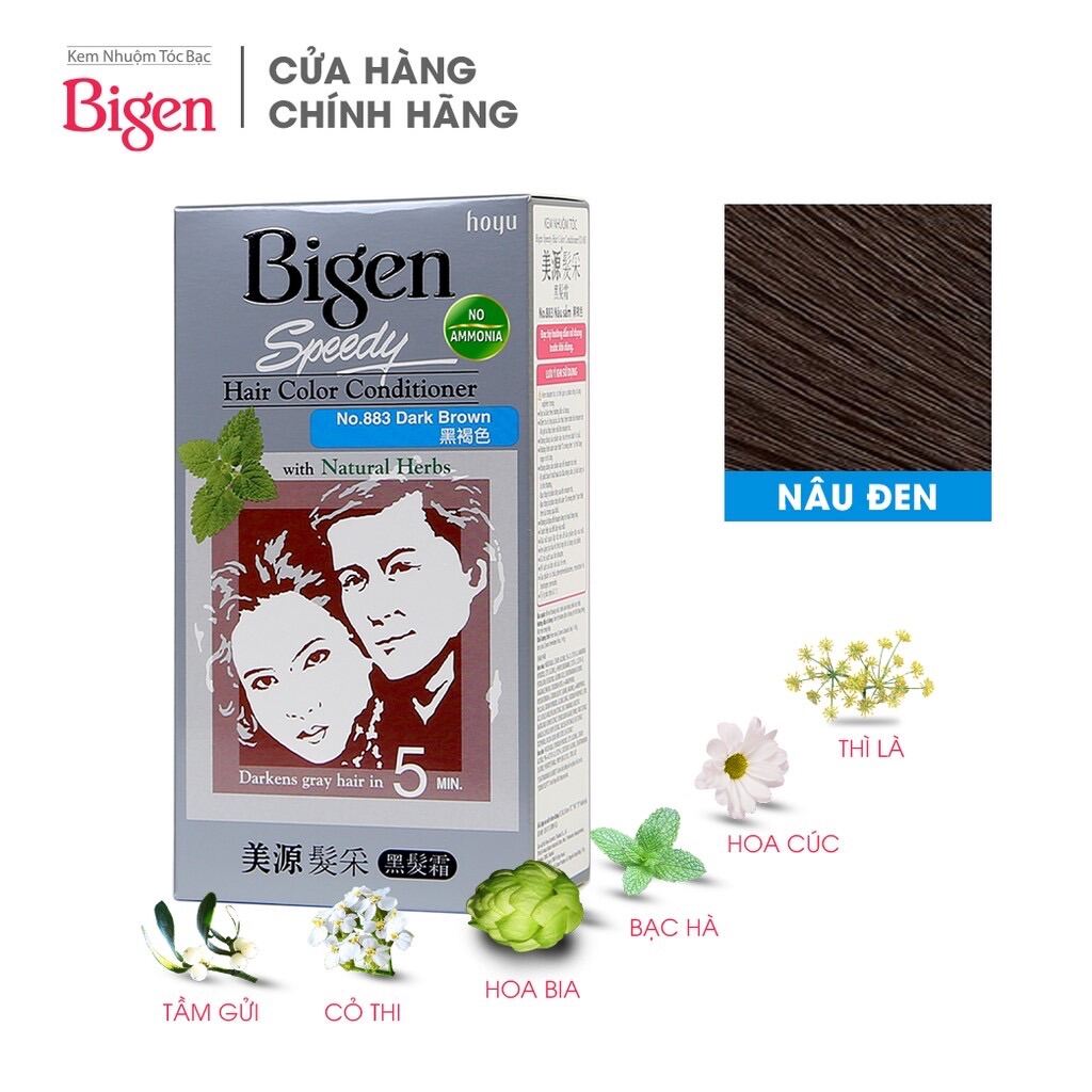 [Hcm]Thuốc Nhuộm Tóc Bigen Speedy Hair Color Conditioner 883 Nâu Đen 80G