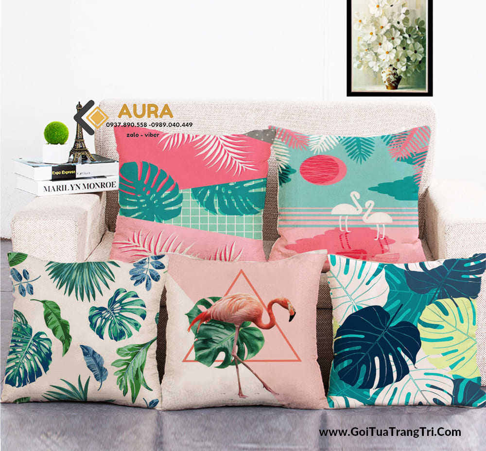Gối tựa lưng gối sofa gối tựa lưng văn phòng gối trang trí sofa hồng hạc
