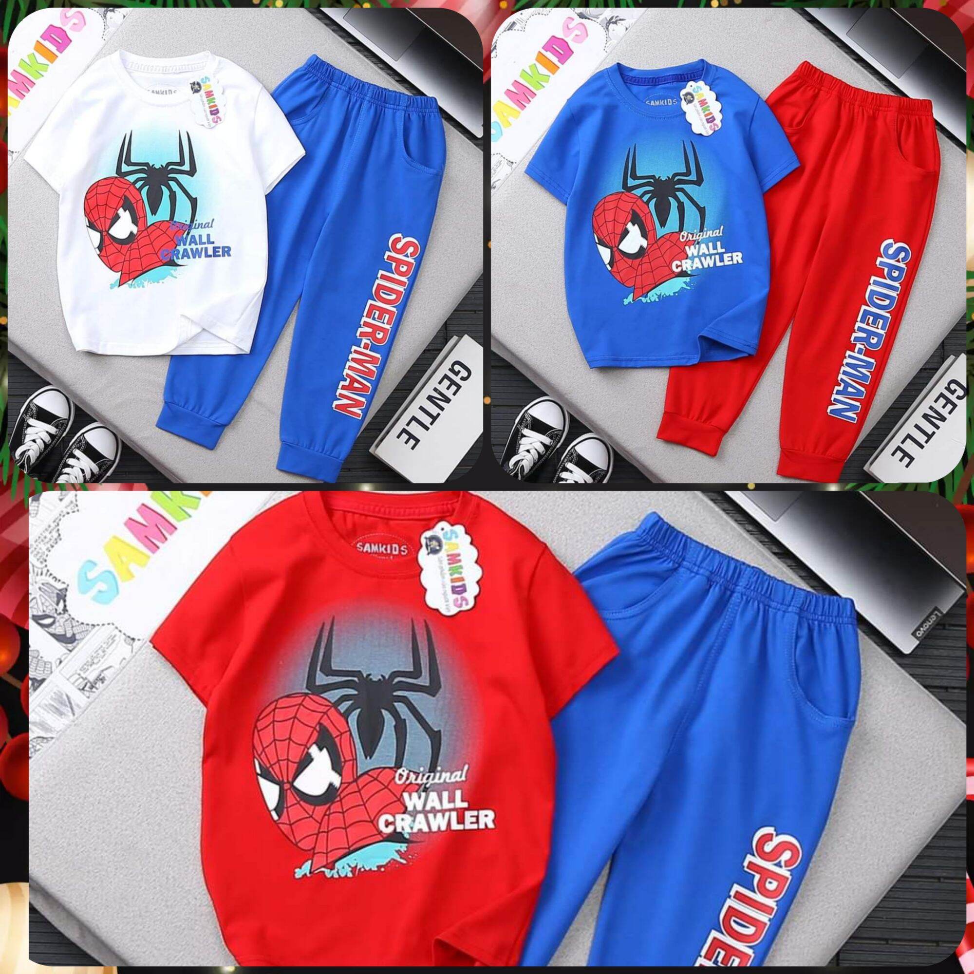 Bộ siêu anh hùng người nhện spiderman quần dài tay ngắn samkids_147