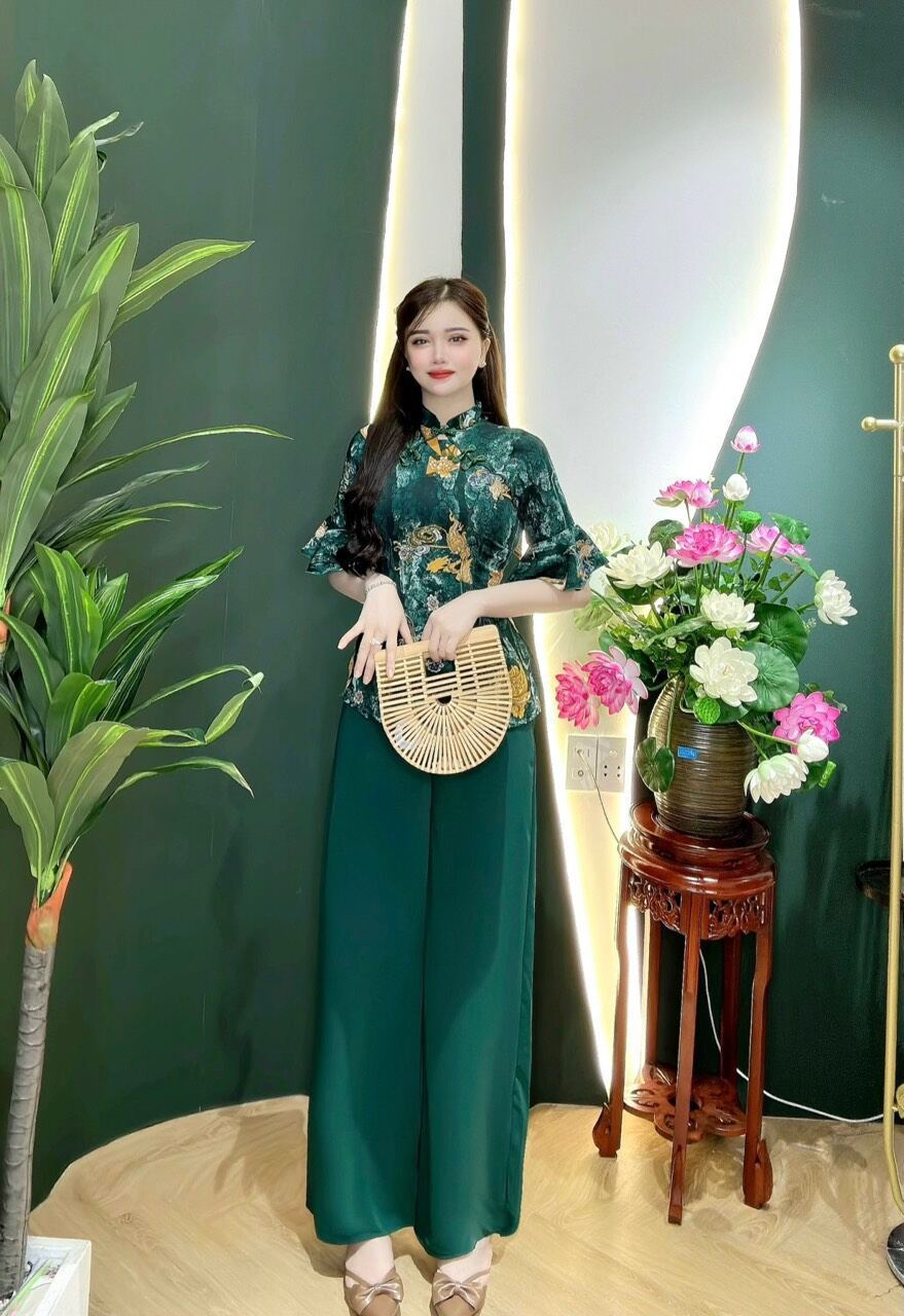 bộ bà ba lụa Mango cổ tàu