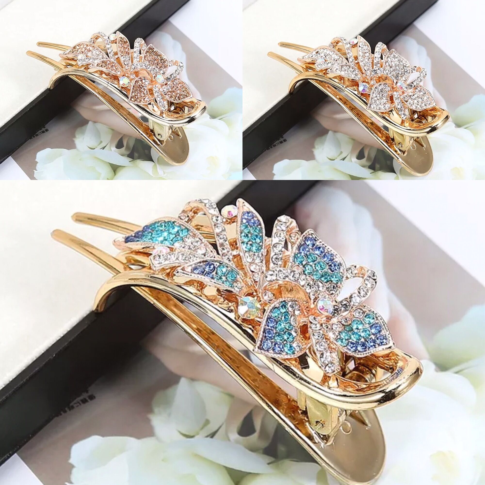 Kẹp mỏ vịt đính đá