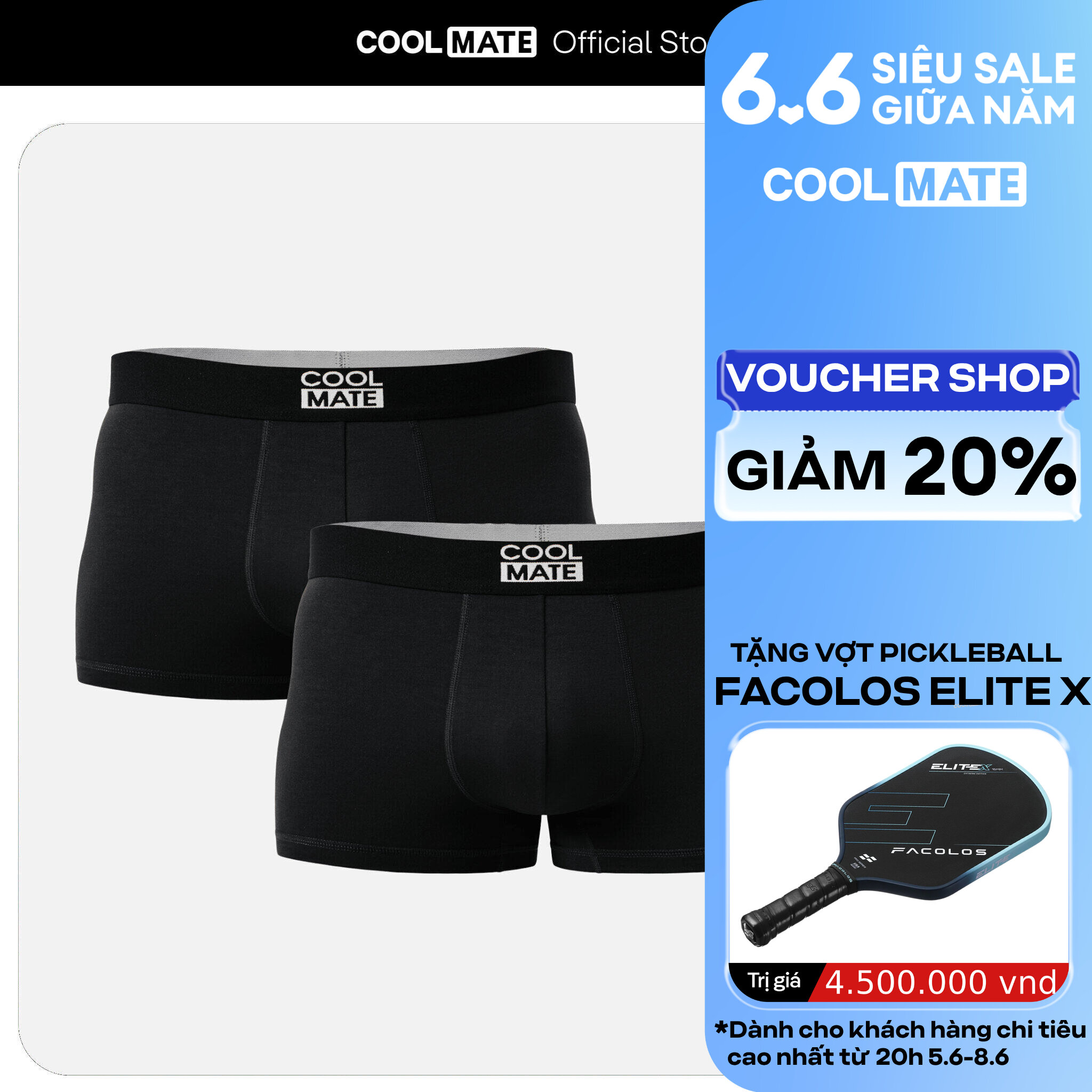 Combo 2 Quần lót nam Trunk Bamboo mềm mại, thấm hút, kháng khuẩn khử mùi - Coolmate