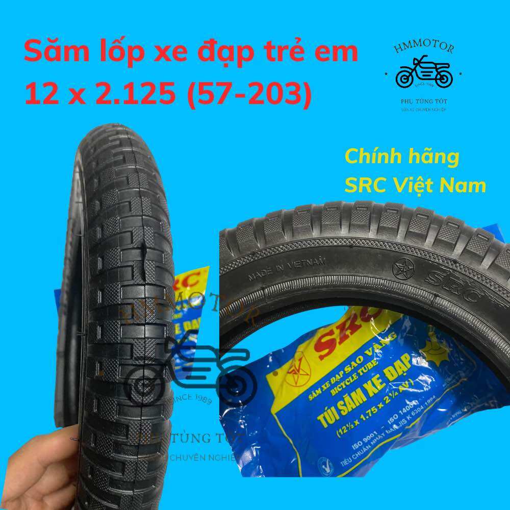 Combo săm lốp (ruột vỏ) xe đạp trẻ em cỡ 12x2.125 (57-203)