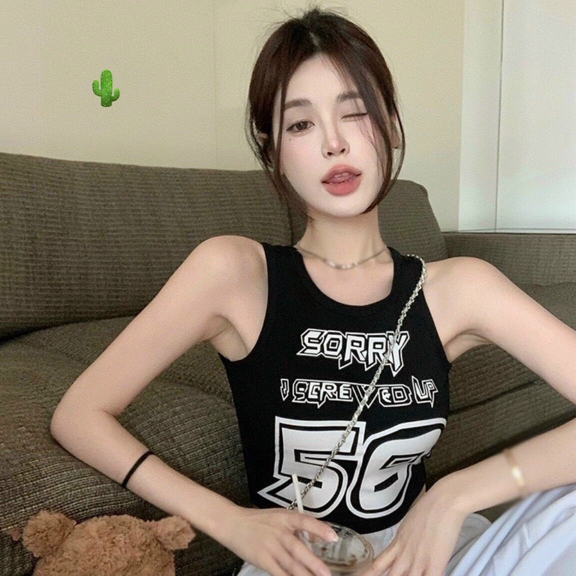 Áo croptop ba lỗ số 58 PC