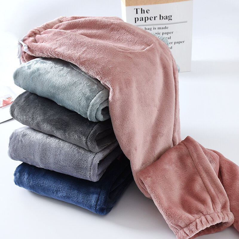 Quần jogger nhung san hô quần ngủ thu đông nữ thường ngày quần lông rộng rãi nhung flannel lót lông quần ấm áp quần nữ nỉ dạ