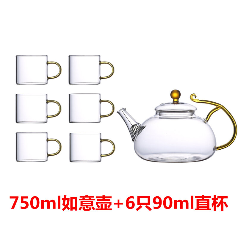 Glass Teapot Heat-Resistant Flowering Tea Pot Transparent Thickened Household Single Teapot Kung Fu Tea Set Teapot Tea Ware High Temperature Resistant Pot