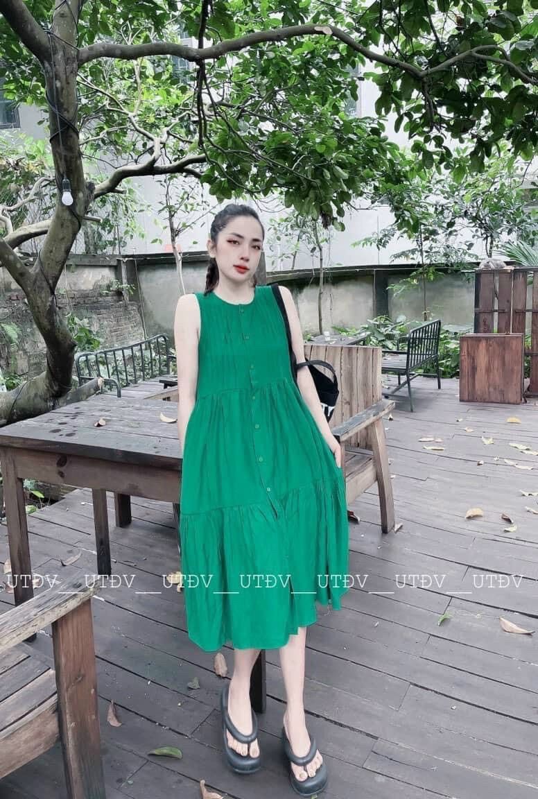 Đầm bầu 2 dây maxi đi biển dễ thương
