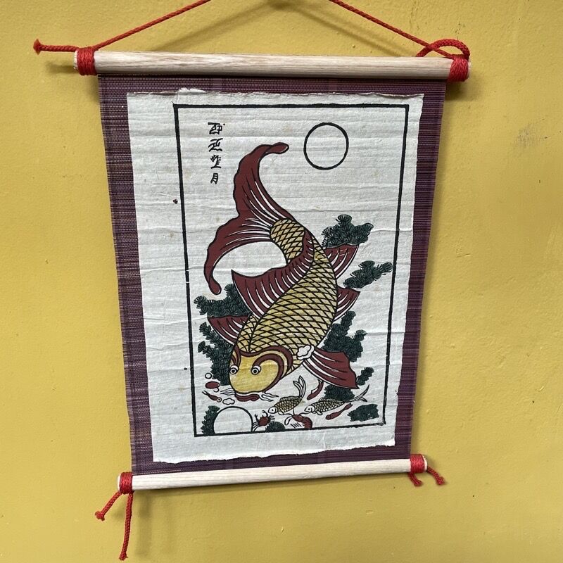 Tranh Đông Hồ trên mành tre
