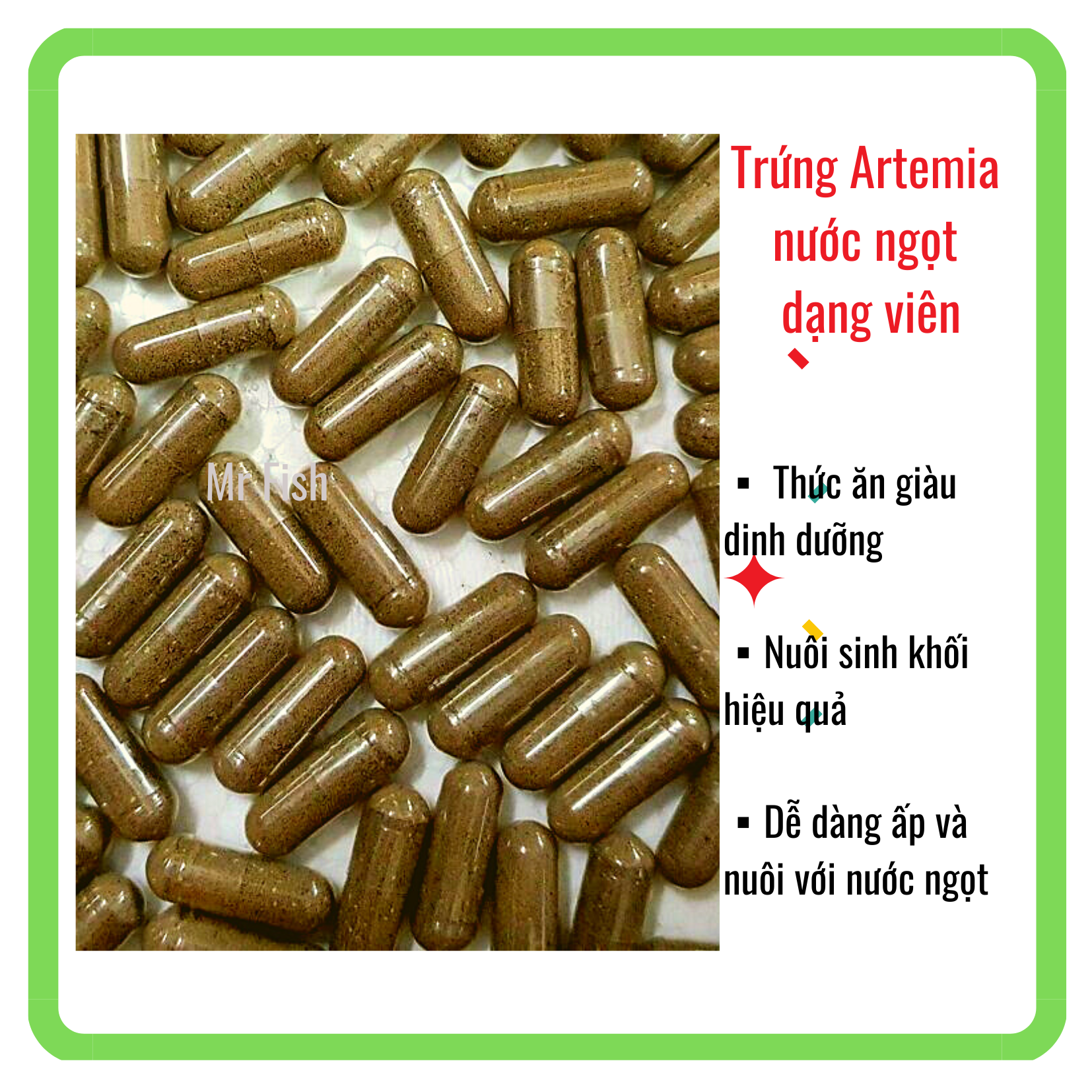 Trứng artemia nước ngọt Thái Lan - Dạng viên con nhộng - Artemia nuôi sinh khối