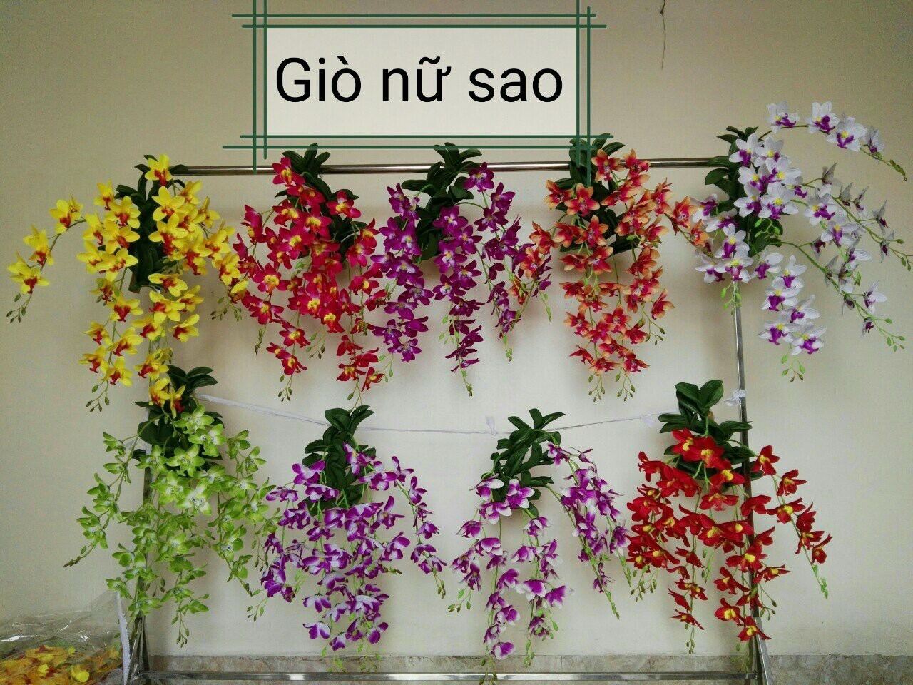 Giò lan sao nữ 7 nhánh treo tường_hoa giả treo tường, trang trí