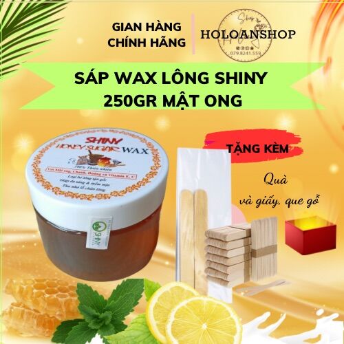 Sáp wax lông mật ong Shiny handmade 250gr tăng kèm giấy và que wax