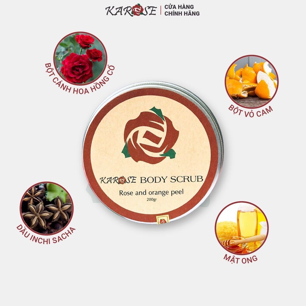 Tẩy da chết hoa hồng Karose Body Scrub sạch mềm mại sáng mịn da